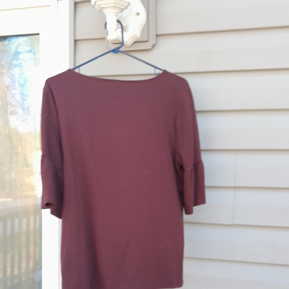 Talbots Womens L Red Bell Sleeve Blouse Relaxed Fit - Picture 4 of 6
